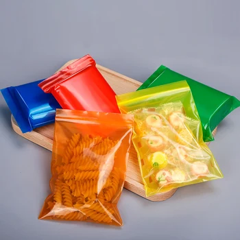 100ШТ Прозрачен Цветен Заключване с Цип Пластмасови Опаковки Подарък Чанта За Съхранение на Хранителни Прах Билки Малки Плоски Пликове PE Мини-Саше