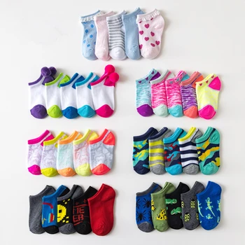5 двойки/лот, детски чорапи от 3 до 9 години, лятото Дишащи Фините детски къси чорапи за момчета и момичета, улични спортни чорапи, чорапи-лодка