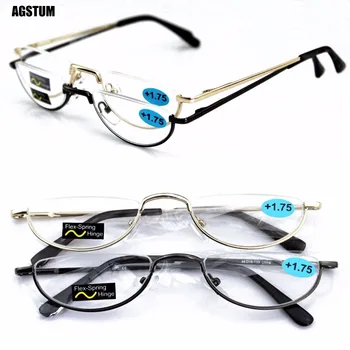 Agstum Half Moon Мъжки И Женски Vintage Слънчеви Очила С Пружинным Тръба На Шарнирна Връзка Очила За Четене +1 +2 +3 +4