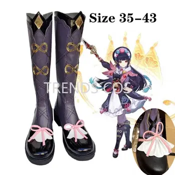 Genshin Impact Yunjin Обувки за cosplay Аниме Юн Джин високи ботуши Cosplay Костюм Хелоуин Аксесоари подпори (доставка в рамките на 7-10 дни)