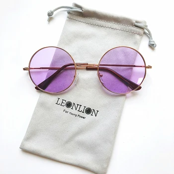 LeonLion 2021 Карамел Цвят Кръгли Слънчеви Очила Дамски Модни Слънчеви Очила с Огледални Женски Класически Реколта UV400 Oculos Gafas De Sol