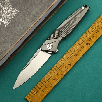 M390 прахово стомана, титан сплав, сгъваем нож EDC, остър нож висока твърдост, област нож за самозащита, тактически нож коллекционный