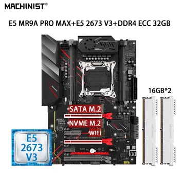 MACHINIST E5 MR9A PRO MAX Комплект дънната платка Комплект LGA 2011-3 С процесор Xeon E5 2673 V3 Процесор Оперативна памет DDR4 ECC 2*16 GB = 32 GB Памет NVME