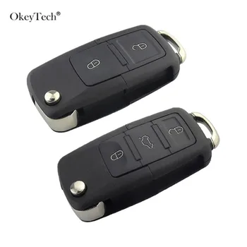 OkeyTech 2 3 бутон Сгъваем Флип-ключ във формата на Миди Автомобилен Ключ Замяна За VW Golf 4 5 Passat b5 b6 polo Touran За Седалка за Skoda Ключ