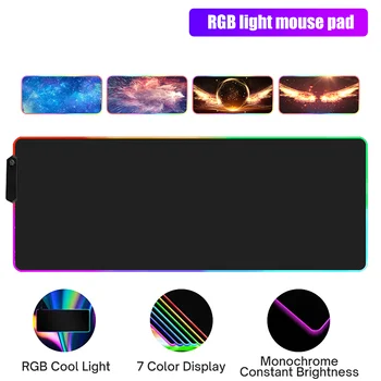 RGB Геймърска Подложка за Мишка с Няколко Шарени, Големи, Цветни за PC, Компютър, 7 Цвята, Led Лампа, Тенис на Мат, Водоустойчива Клавиатура, Подложка за Мишка