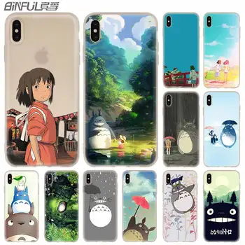 Studio Ghibli Отнесени от Духове Тоторо Мек Силиконов Калъф За iPhone 13 11 12 Pro X XS Max XR 6 6S 7 8 Plus SE Мини Чанта за Носене