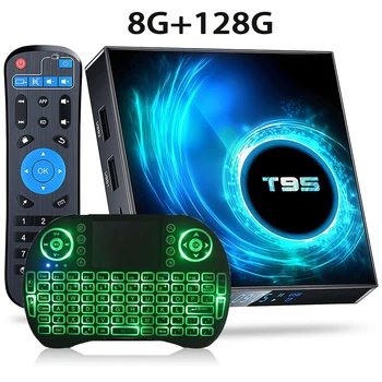 T95 TV Box Android 10 4 GB 64 GB 128 GB Allwinner H616 Четириядрен процесор Поддръжка на 6K HD/ 3D/ H. 265 Ethernet 2,4/5G Двойна WIFI BT 5,0 Горната кутия