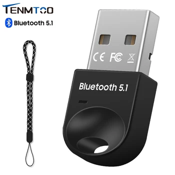 Tenmtoo USB Bluetooth 5,1 Адаптер е Приемник на Ключ за вашия КОМПЮТЪР, Безжична Мишка, Клавиатура, Слушалки Принтери Динамиката на Windows 7/8.1/10/11