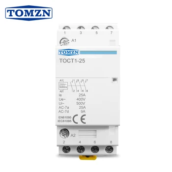 TOCT1 4P 25A 2NC 2NO 220/230V 50/60 Hz Din-рейк Домакински Модулен контактор за променлив ток