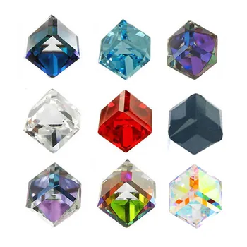 YANRUO Различни Цветове Фантастични 3D Стъклени Кристални Висулки, Кристали За Нокти Геометричен Куб Квадратен направи си САМ Украса За Нокти