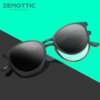 ZENOTTIC Магнитни Клипса на Слънчеви Очила Ретро от 90-те години Ultem (PEI) Дограма за Кръгли Оптични Очила За Късогледство С Поляризирани Слънчеви Очила За Шофиране