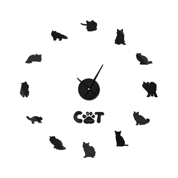 Бирма Котката направи си САМ 3D Акрилни Стенни Часовници Късокосместа Порода С Тялото Чистокровная Котка Огледална Повърхност Часовник Колекция от Котки