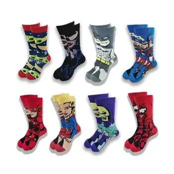 Гореща разпродажба, 1 чифт Чорапи с принтом Аниме Marvel, Мъжки и Дамски чорапи модел от карикатура, от висок клас за шиене, схема и Чорапи в стил хип-хоп за Възрастни, Ежедневни Чорапи