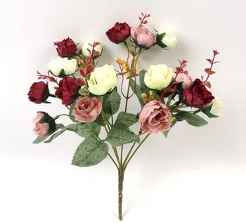 Коприна букет от цветя, 21 Глава семеен букет роза открит сватбен пъпка сърцето на розата