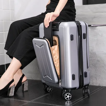 Луксозна мода куфар на колела 20/24 см бизнес предната откриващата компютърна засаждане на пътен куфар парола количка чанта