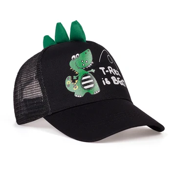 Модерна детска бейзболна шапка в стил хип-хоп, регулируем шапка с бродерия на динозавър от карикатура, мрежести шапки, градинска шапка от слънцето, бейзболни шапки