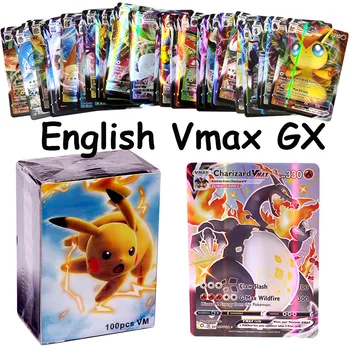 Новата карта Pokemon с участието на VMAX Цвят: Златист, Сребрист, Черен Търговия на Английски език/Корейска Версия на GX V Tag Team Сиянието Cards