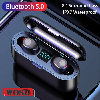 Нови TWS Безжични Bluetooth 5,0 Слушалки Стерео Спортни Водоустойчиви Слушалки С Микрофон 3000 mah зарядно устройство ще захранване на Скоростната