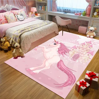 Принцеса розов килим противоскользящий пълзи карикатура детска стая, килими и мокет еднорог декориране на спалня мат Сладък tapete