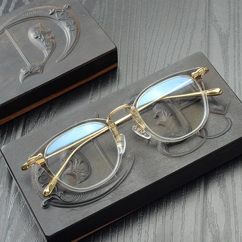 Реколта Рамки За Очила По Рецепта, Ультралегкие Оптични Очила За Късогледство, Мъжки Очила От Чист Титан, Ретро Очила За Четене, Слънчеви Очила
