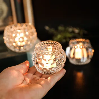 Скандинавска сферична тыквенная лампа сгъсти стъклен свещник бар на вечеря на свещи домашни декоративни орнаменти бутикови подаръци