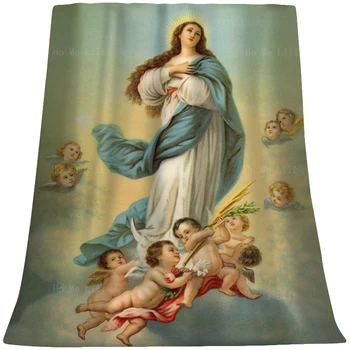 Успение на Пресвета Богородица Благословия на Исус Христос Икона на Свети Бебе Византийското меко фланелевое одеяло от Ho Me Pipi за използване по всяко време на годината